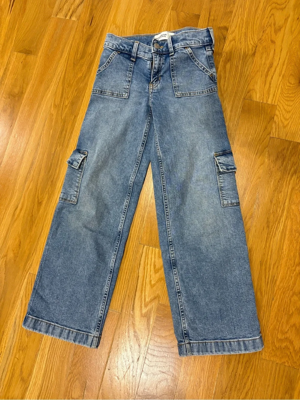 abercrombie kids Blue Cargo Wide-Leg Jeans